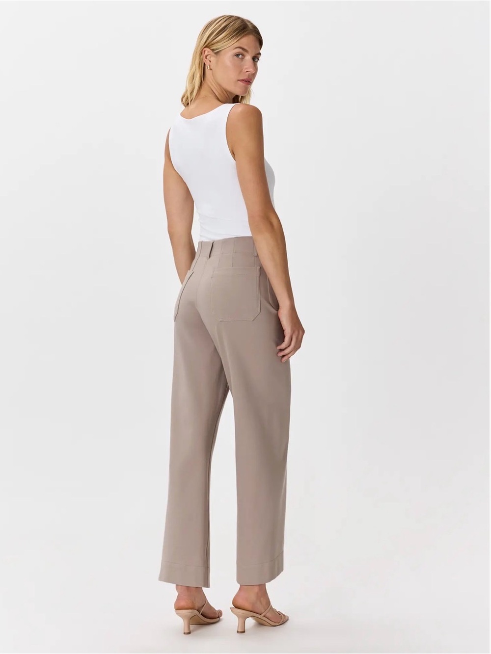 NWT-Quince Ultra-Stretch Ponte Cropped Wide Leg Pants- Morel Grey - Picture 4 of 7